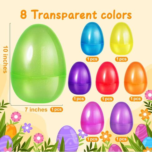 Shemira 8 قطع 10 بيضات عيد الفصح الجامبو، بيض عيد الفصح البلاستيكي الكبير، بيض عيد الفصح القابل للتعبئة لصيد بيض عيد الفصح، بيض عيد الفصح الفارغ، حشوات سلة عيد الفصح، هدايا حفلات عيد الفصح، زينة عيد الفصح in Kuwait