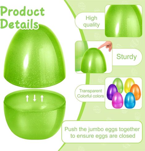 Shemira 8 قطع 10 بيضات عيد الفصح الجامبو، بيض عيد الفصح البلاستيكي الكبير، بيض عيد الفصح القابل للتعبئة لصيد بيض عيد الفصح، بيض عيد الفصح الفارغ، حشوات سلة عيد الفصح، هدايا حفلات عيد الفصح، زينة عيد الفصح in Kuwait