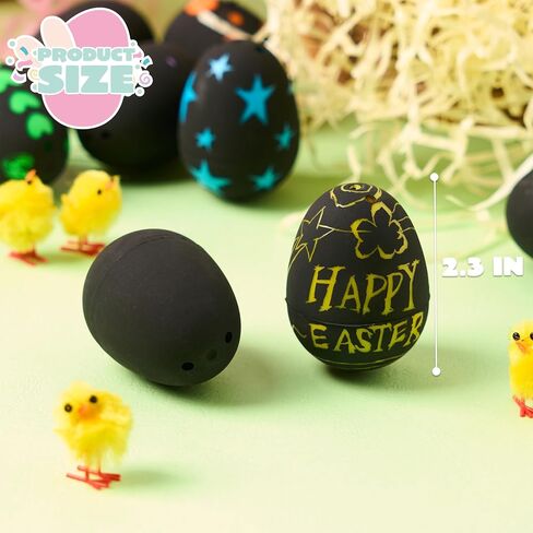 JOYIN 12 Pcs Easter Scratch Eggs, 2.3" Plastic Eggs With Scratchable Surface, Empty Eggs Fillable, Kids Easter Crafts & Scratch Art, Easter Eggs Hunt, Basket Stuffers Fillers, Party Favor Supplies in Saudi Arabia
