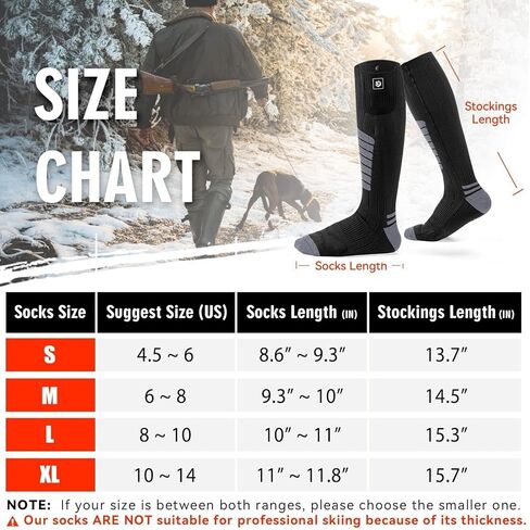 Heated Socks for Men Women 7.4V 22.2WH Battery 2023 Upgraded Heating Socks with APP Remote Control for Hunting Fishing Camping Hiking Outdoor Work(Black,XL) in Kuwait