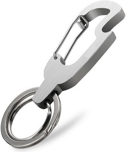 Car Keychain Carabiner Clip Bottle Opener with 2 Key Rings Hooks Holder Purse Belt Key Chains Keyring Stainless Steel Heavy Duty Gift for Men Women in Saudi Arabia