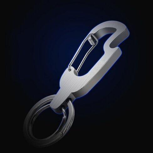 Car Keychain Carabiner Clip Bottle Opener with 2 Key Rings Hooks Holder Purse Belt Key Chains Keyring Stainless Steel Heavy Duty Gift for Men Women in Saudi Arabia