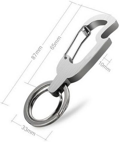 Car Keychain Carabiner Clip Bottle Opener with 2 Key Rings Hooks Holder Purse Belt Key Chains Keyring Stainless Steel Heavy Duty Gift for Men Women in Saudi Arabia