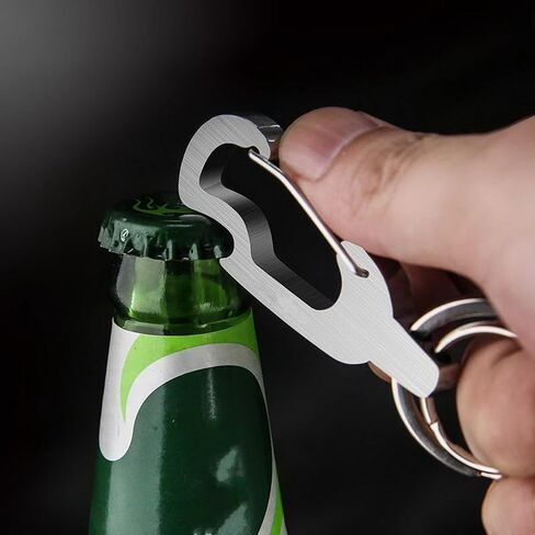 Car Keychain Carabiner Clip Bottle Opener with 2 Key Rings Hooks Holder Purse Belt Key Chains Keyring Stainless Steel Heavy Duty Gift for Men Women in Saudi Arabia