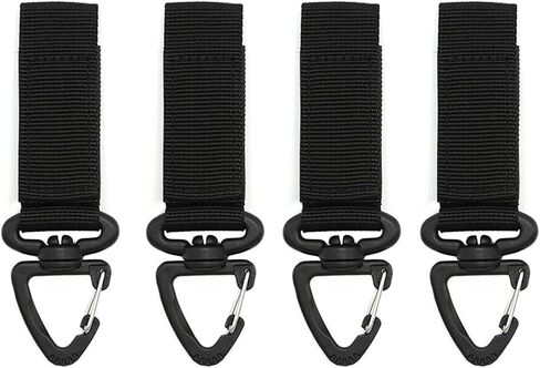 التكتيكية مفتاح حلقة سلسلة مثلث Carabiners مولي السنانير كيرينغ حامل مشبك تعليق هوك حامل والعتاد خفيفة الوزن للتخييم المشي لمسافات طويلة مول النايلون حزام السنانير (02black-4 قطع) in Kuwait
