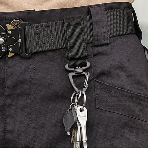 التكتيكية مفتاح حلقة سلسلة مثلث Carabiners مولي السنانير كيرينغ حامل مشبك تعليق هوك حامل والعتاد خفيفة الوزن للتخييم المشي لمسافات طويلة مول النايلون حزام السنانير (02black-4 قطع) in Kuwait
