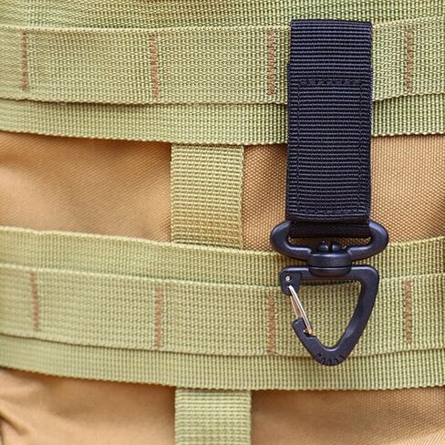 التكتيكية مفتاح حلقة سلسلة مثلث Carabiners مولي السنانير كيرينغ حامل مشبك تعليق هوك حامل والعتاد خفيفة الوزن للتخييم المشي لمسافات طويلة مول النايلون حزام السنانير (02black-4 قطع) in Kuwait