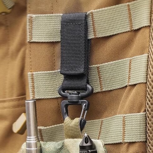 التكتيكية مفتاح حلقة سلسلة مثلث Carabiners مولي السنانير كيرينغ حامل مشبك تعليق هوك حامل والعتاد خفيفة الوزن للتخييم المشي لمسافات طويلة مول النايلون حزام السنانير (02black-4 قطع) in Kuwait