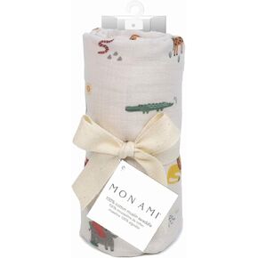 MON AMI ‘Chantilly’ Cotton Muslin Swaddle Blanket – 47x47", Neutral Receiving Blanket for Newborns, Baby Swaddle Wraps for Boys & Girls