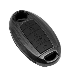 Smart Key Fob Case Grey Brushed Black Silicone Cover Compatible with Infiniti JX35 Q50 Q60 QX56 QX60 QX80 for Nissan Altima Armada Maxima Murano Pathfinder Rogue 5 Button Keyless