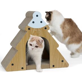FUKUMARU Cat Scratcher, Cardboard Cat Scratchers Bed, Vertical and Horizontal Cat Scratch Pad, Cozy Cats Lounger as Tunnel and Sofa, 16.8 Inch Bevelled Surface, Maximum Load Capacity 22 Lbs