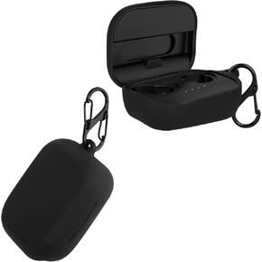 kwmobile Case Compatible with Skullcandy Grind Fuel True Wireless Case - Silicone Cover Holder for Earbuds - Black