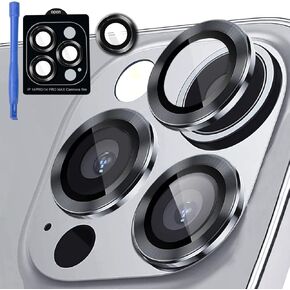 [3+1] Compatible for iPhone 14 Pro ＆ iPhone 14 Pro Max Camera Lens Protector 9H Tempered Glass Camera Cover Metal Individual Ring Full Coverage Camera Lens Protector with Removal Tool ( glitter pink)