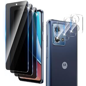 3+3 Pack Privacy Screen Protector Designed for Motorola Moto G Stylus 5G 2023 With 3 Pack Camera Lens Protector,Anti-Spy Tempered Glass Film,9H Hardness,Bubble Free,Easy to Install