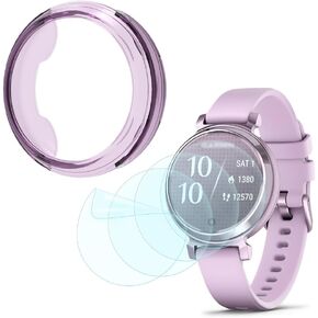 Smartwatch Screen Protector Compatible for Garmin Lily 2 & Lily 2 Classic, TPU Soft Frame Cover Case and Anti-Bubble Clear TPU Film Not Glass (Pack of 4+1) (Clear)