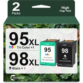 98/95 Ink Cartridges Combo Pack Compatible for HP Ink 95 98 Replacement for HP PhotoSmart C4180 C4580 C4150 2575 8050 D5060 D5100 Officejet 7310 6310 H470 Deskjet 5940 (Black, Tri-Color,2 Pack)