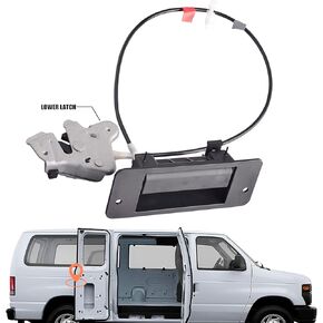 مجموعة مزلاج الباب السفلي مع مقبض الباب متوافق مع Ford E150 E250 E350 Van Superduty 2010-2018 باب بمفصلات جانبية للركاب يسار 40% استبدال المزلاج والمقبض