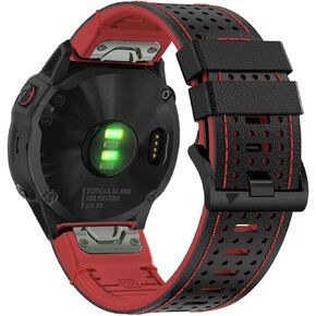 سوار ساعة Abanen مصنوع من الجلد 22 ملم مع بطانة من السيليكون بلونين ناعمين مقاومين للعرق لـ Garmin Fenix ​​E 47mm / Fenix ​​8 47mm / Fenix ​​7 / Fenix ​​6 / Fenix ​​5 / epix Pro 47mm / Quatix 7 / Approach S62 in Kuwait