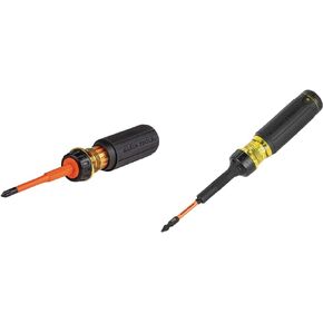 Klein Tools 32293 Insulated Screwdriver, 2-in-1 Screwdriver Set with Flip Blade, #2 Phillips and1/4-Inch Slotted Tips, Double-Ended Blades in Saudi Arabia