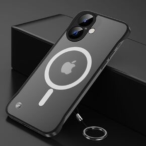 Omio Magnetic Slim Case for iPhone 16 Pro Max Compatible with MagSafe, Clear Matte Ultra-Thin Bumper Frameless Borderless Design with Finger Loop Full Camera Protector for Women Men, Desert Titanium