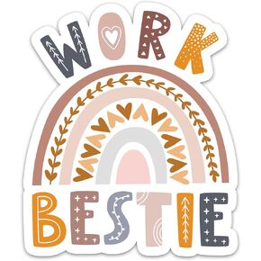 (3PCs) Work Bestie Sticker for Coworker, Office Essential Worker Sticker, Motivational Gift Idea Colleague Waterproof Vinyl Stickers for Water Bottle Tumbler Phone Case Car Laptop Decals (3 Inches)