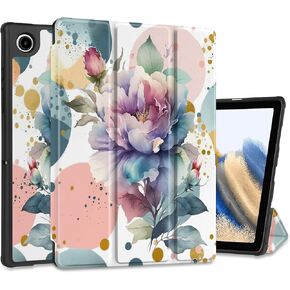 Case for Samsung Galaxy Tab A8 10.5 inch 2022 Released Model SM-X200/X205/X207, Shockproof Tablet Cases with Auto Sleep/Wake & Folding Stand & Soft TPU Back Cover, Abstract Dahlia