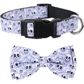 Halloween Dog Collar with Removable Cute Bow Tie Adjustable Pet Collars Medium