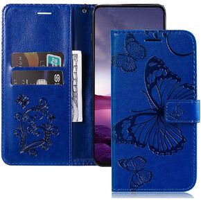 Flip Case for Samsung Galaxy A15 5G Case Wallet with Credit Card Slots Holder Kickstand Soft TPU for Women Shockproof Protective Case for Samsung Galaxy A15 5G Butterfly Blue KT