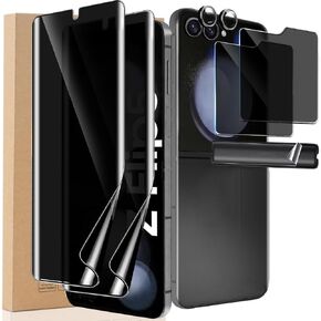 [واقي شاشة للخصوصية 8 في 1 لهاتف Samsung Galaxy Z Flip 6، 2X طبقة داخلية ناعمة سوداء من مادة TPU قابلة للطي، 2X حافظة شاشة أمامية/خلفية للخصوصية من الزجاج المقسى، 2X واقي كاميرا، 2X فيلم جانبي in Kuwait
