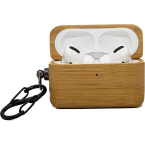 Natural Wood Airpods Case - Cover Case Protector Skin Compatible with AirPods Pro Wireless Charging Case Made of Unique Wood Accessories (AirPods Pro) (Bamboo)