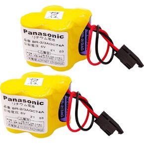 2 Pieces - BR-2/3AGCT4A 6V PLC Battery for FANUC A98L-0031-0025 CNC System (Black Connector)