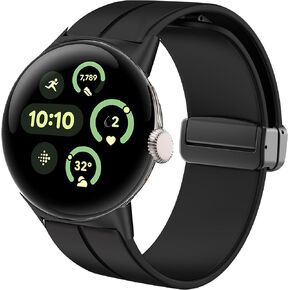 Compatible with Pixel Watch 3 45mm bands, Soft Silicone Magnetic Buckle Sport Replacement Straps for Women Men Compatible with Pixel Watch 3 41mm, 45mm, 3XL / Pixel Watch 2, 1 Watch