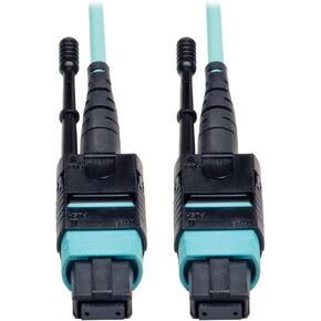 Tripp Lite MTP / MPO Patch Cable 12 Fiber,40GbE, 40GBASE-SR4,OM3 Plenum-rated - Aqua, 5M (16-ft.)(N844-05M-12-P)