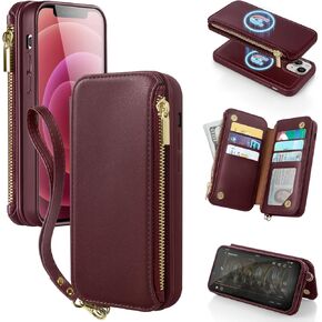 Antsturdy 2 in 1 Detachable for iPhone 13 iPhone 14 Wallet case with Magsafe,RFID Blocking Magnetic Wireless Charging PU Leather Phone case Flip Folio Cover Card Holder Women Men,Beige