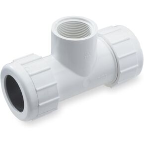 NDS CPT-1250-T 1-1/4-Inch Threaded PVC Compression Tee, Gray