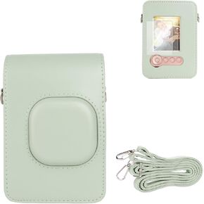 حافظة واقية لكاميرا Instax Mini Liplay، حافظة كاميرا PU Mini Liplay لكاميرا Fuji instax Mini Liplay [مع 2 فيلم LCD مقوى] مع حزام رقبة قابل للتعديل سريع الفصل - أخضر ماتشا