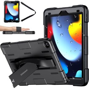 WAVELIFE Designed for iPad 9th Generation Waterproof Case-10.2" Cover with Screen Protector, Hand Strap & Stand for iPad 9th/8th/7th Gen (2021/2020/2019)-Heavy Duty Shockproof Protection
