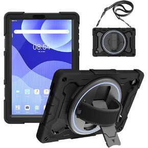 Tablet Case for Lenovo Tab M10 HD 2nd Genneration 10.1" 2020 Model (TB-X306F TB-X306X) Rugged Protection Cover with Hand and Shoulder Strap 360 Rotating Kickstand, Black