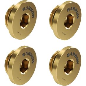 Barrow G1/4" Thin Stop Plug Fitting, Internal Hex Socket, Gold, 4-pack