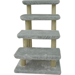 Cowboy Wooden pet Stairs 4-Step pet Ladder cat Dog Easy Stairs with Detachable Carpet for high Bed and Couch (Gray)