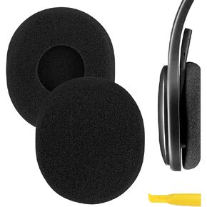 Geekria QuickFit Foam Replacement Ear Pads for Logitech H800 Headphones Ear Cushions, Headset Earpads, Ear Cups Cover Repair Parts (Black)