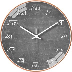 12 Inch Math Wall Clock Silent Non Ticking Movement Quality Quartz Wall Clock for Office Classroom/School/Home/Kitchen/Living Room Wall Decorations (Blue)