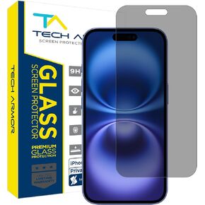 Tech Armor Privacy Screen Protector for iPhone 15 Pro Max 6.7 inch - Ballistic Tempered Glass, Anti-Spy, Case Friendly, Easy Installation, Bubble Free, Touch Support, 1 Pack