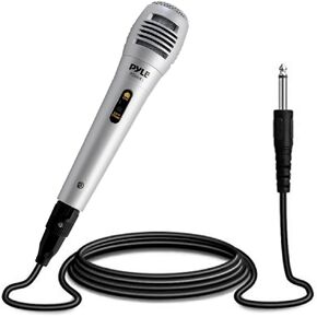 Pyle Wired Dynamic Microphone-Professional Moving Coil Unidirectional Handheld Mic with Built-in Acoustic Pop Filter, XLR Connector, Silver, Apple (PDMIK1)