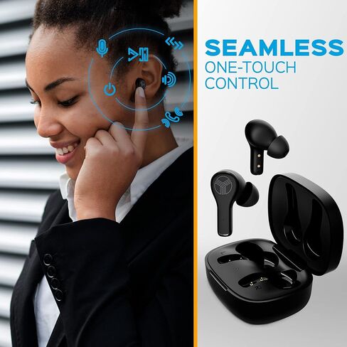 TREBLAB WX8 - سماعات أذن لاسلكية حقيقية، سماعات أذن مقاومة للماء IPX8، وقت تشغيل 28 ساعة، بلوتوث 5.1، التحكم باللمس وعزل الضوضاء، تتضمن علبة شحن مع شحن لاسلكي، منفذ USB-C (متجدد) in Saudi Arabia