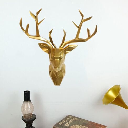 YJ Home Deer Head Wall Art - Geometrial Deer Head Sculpture Home Decor (Black, XL) in Saudi Arabia