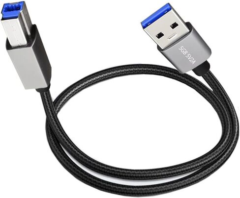 USB A to USB B 3.0 Cable Durable Nylon Braided Type A to B Male SuperSpeed USB Adapter Compatible Printers Scanner Monitor External Hard and More Devices (3.0 M/M 0.3M/1Feet) in Saudi Arabia