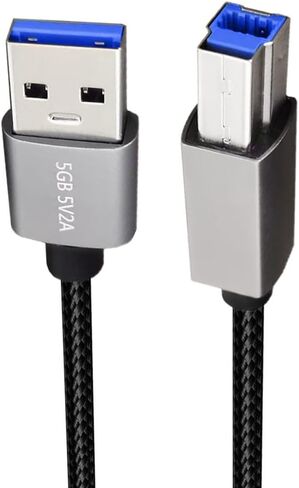 USB A to USB B 3.0 Cable Durable Nylon Braided Type A to B Male SuperSpeed USB Adapter Compatible Printers Scanner Monitor External Hard and More Devices (3.0 M/M 0.3M/1Feet) in Saudi Arabia