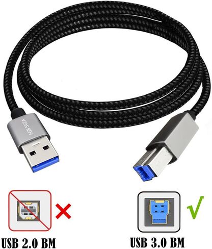 USB A to USB B 3.0 Cable Durable Nylon Braided Type A to B Male SuperSpeed USB Adapter Compatible Printers Scanner Monitor External Hard and More Devices (3.0 M/M 0.3M/1Feet) in Saudi Arabia