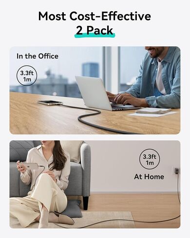INIU 240W USB C to C Cable, [3.3ft, 2-Pack] High Speed Charger Cord Type C, Braided Fast Charging USBC Cable for iPhone 16 Pro Max 15 Plus Samsung Galaxy S24 Ultra S23 S22 Macbook iPad Steam Deck etc. in Saudi Arabia